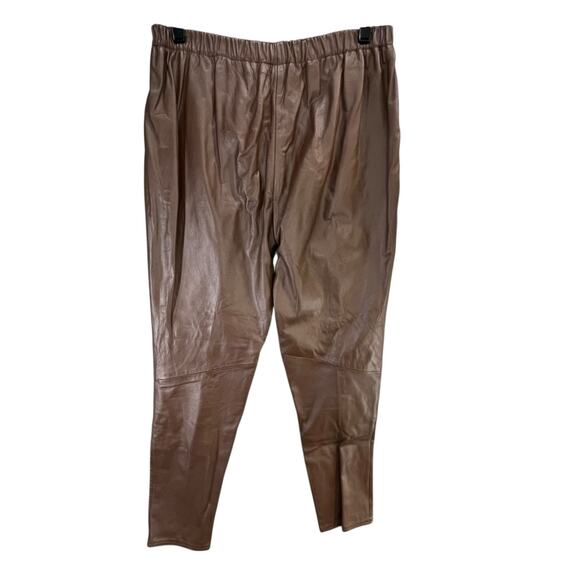 Vintage 90s Charles Klein Leather Pants S Chocolate Brown High Rise Retro Moto - Picture 6 of 14